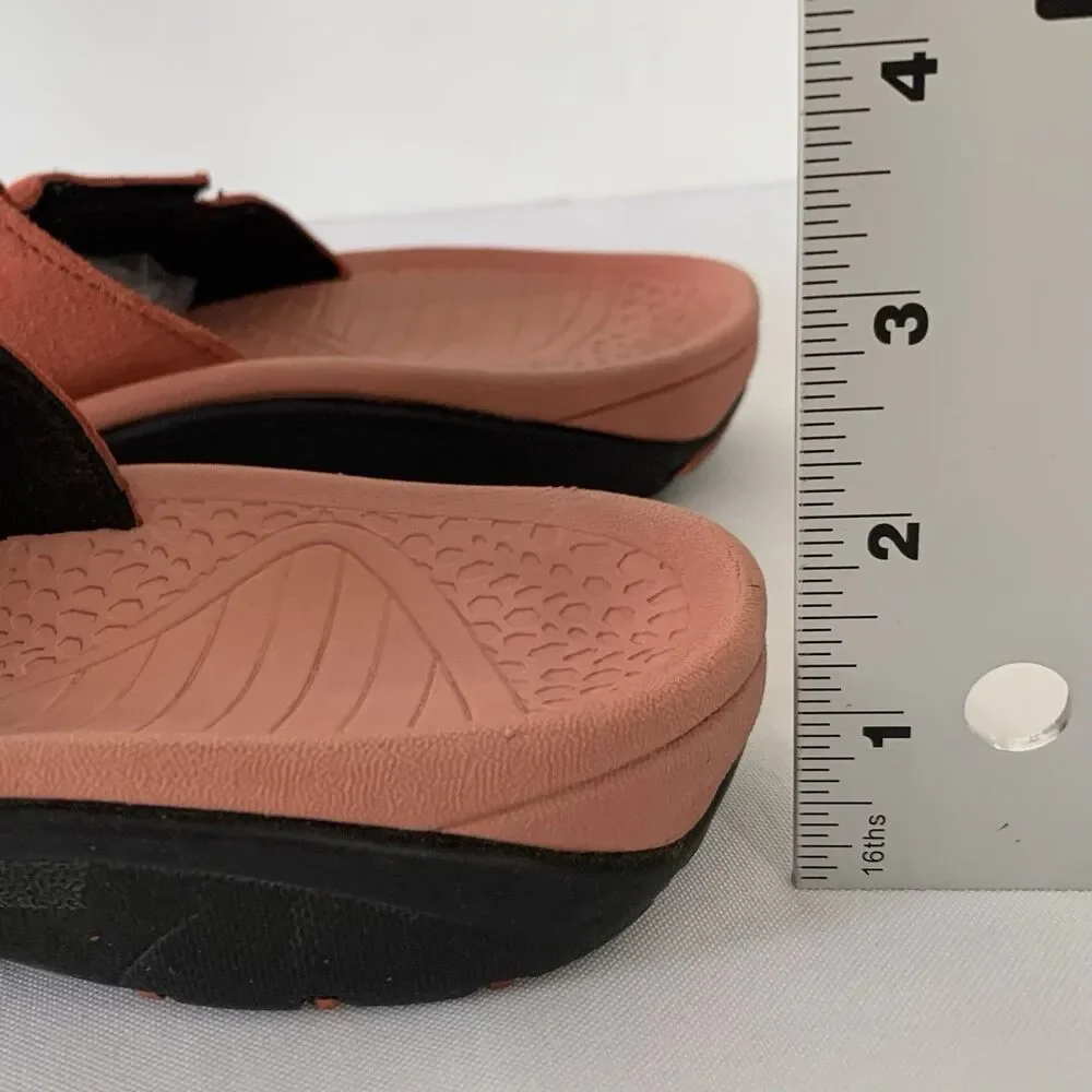Walk Smart Sport Slide Sandal Women 8 Salmon Pink‎ Leather Comfort Hiking Travel